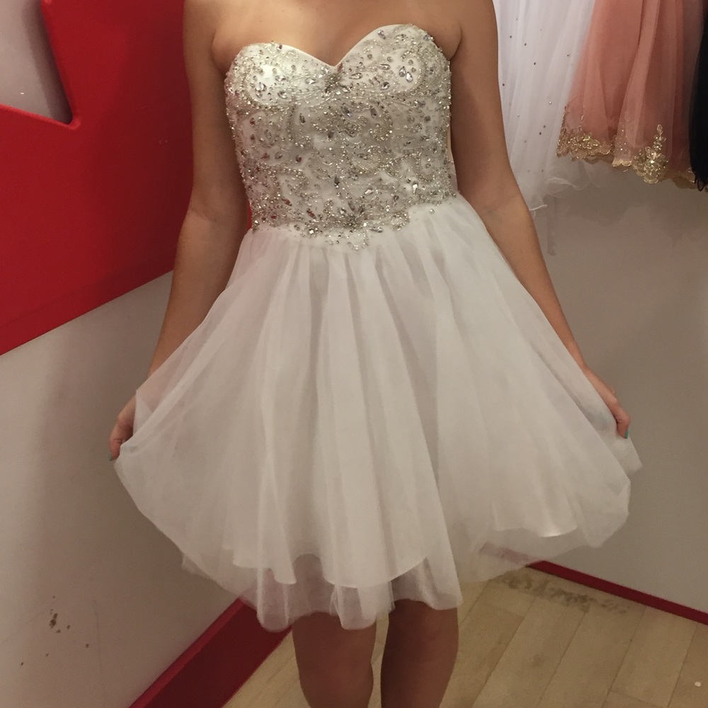 White and silver prom/homecoming dress